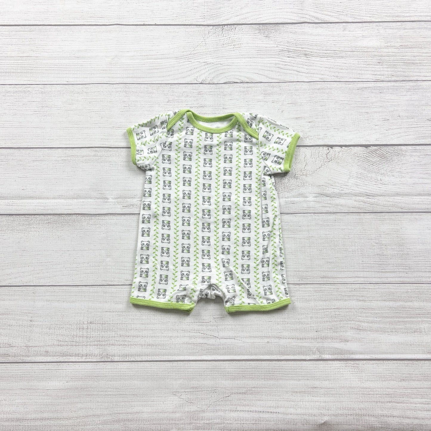 Old Navy Baby Panda Graphic Short Sleeve Romper Green 0-3 Months