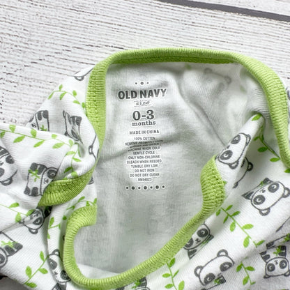 Old Navy Baby Panda Graphic Short Sleeve Romper Green 0-3 Months