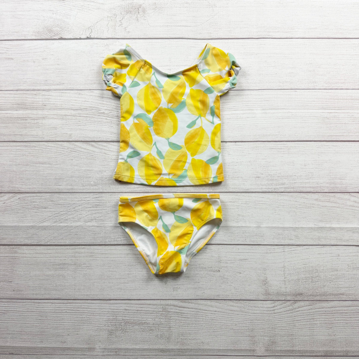 Carters Just One You Lemon Print Girls Two Piece Swimsuit 2T
