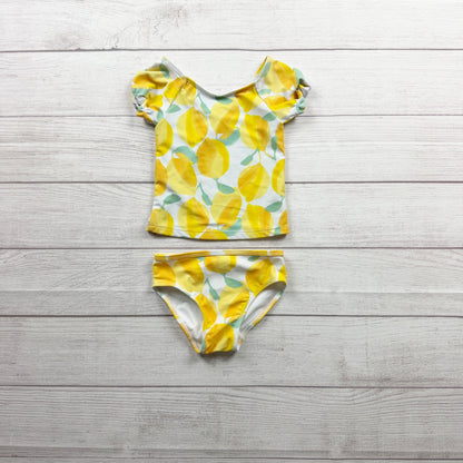 Carters Just One You Lemon Print Girls Two Piece Swimsuit 2T