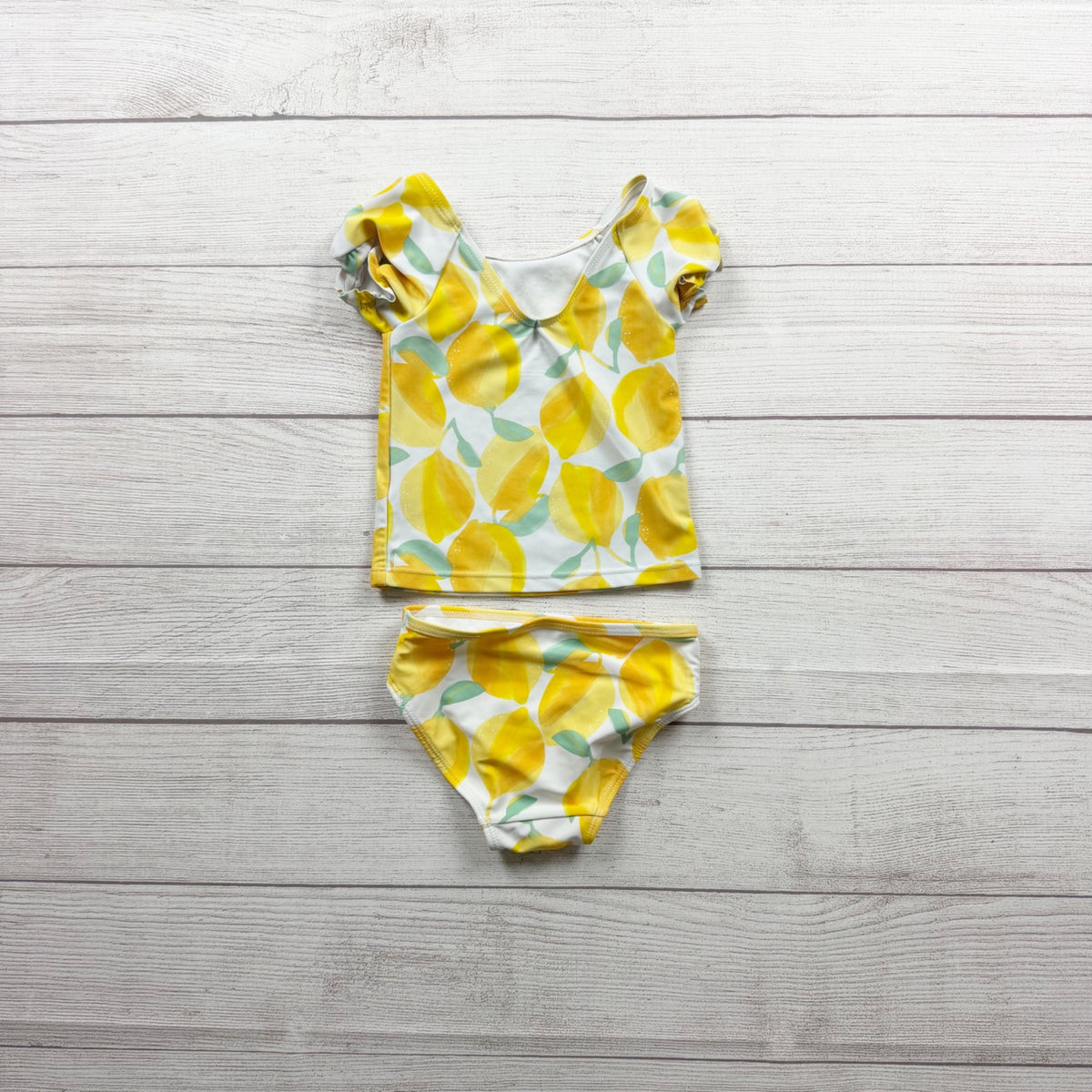 Carters Just One You Lemon Print Girls Two Piece Swimsuit 2T