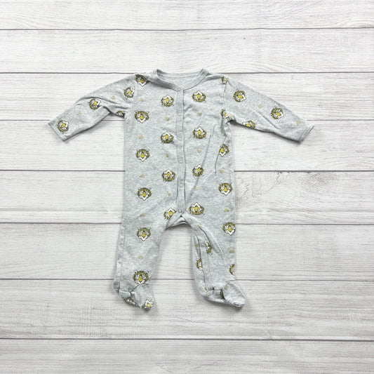 Rosie Pope Baby Footed Sleeper Pajamas Tiger Print Gray 6-9 Months