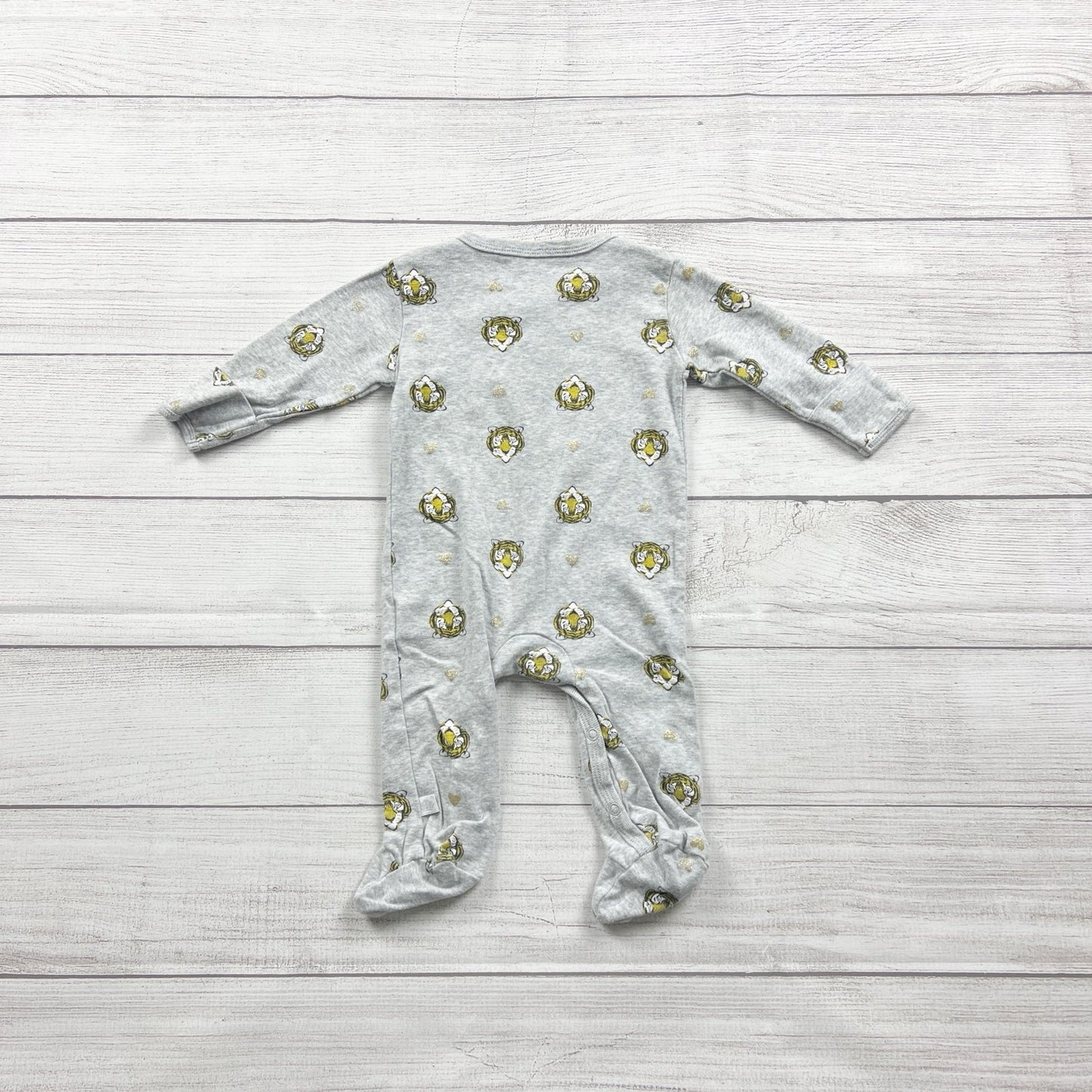 Rosie Pope Baby Footed Sleeper Pajamas Tiger Print Gray 6-9 Months