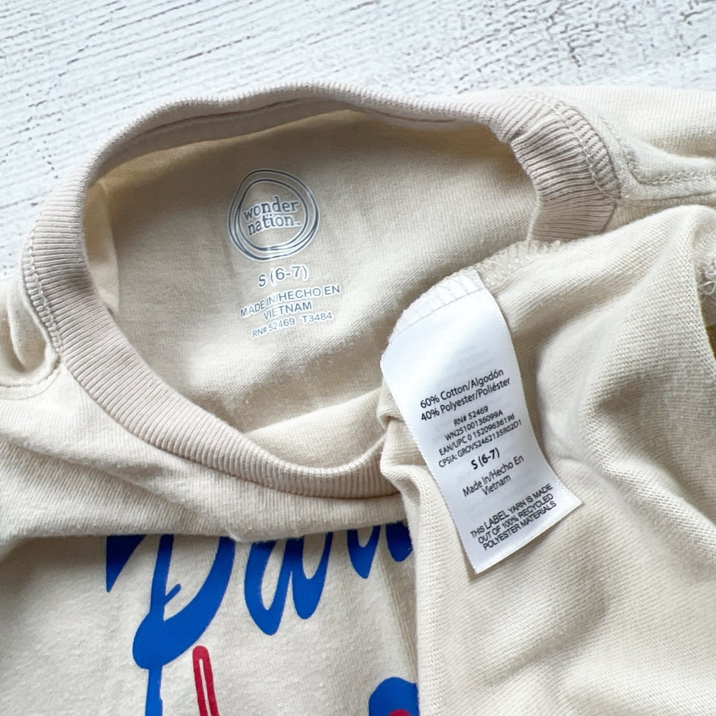 Wonder Nation T-Shirt Tan Party for Freedom Patriotic Graphic Tee S 6-7