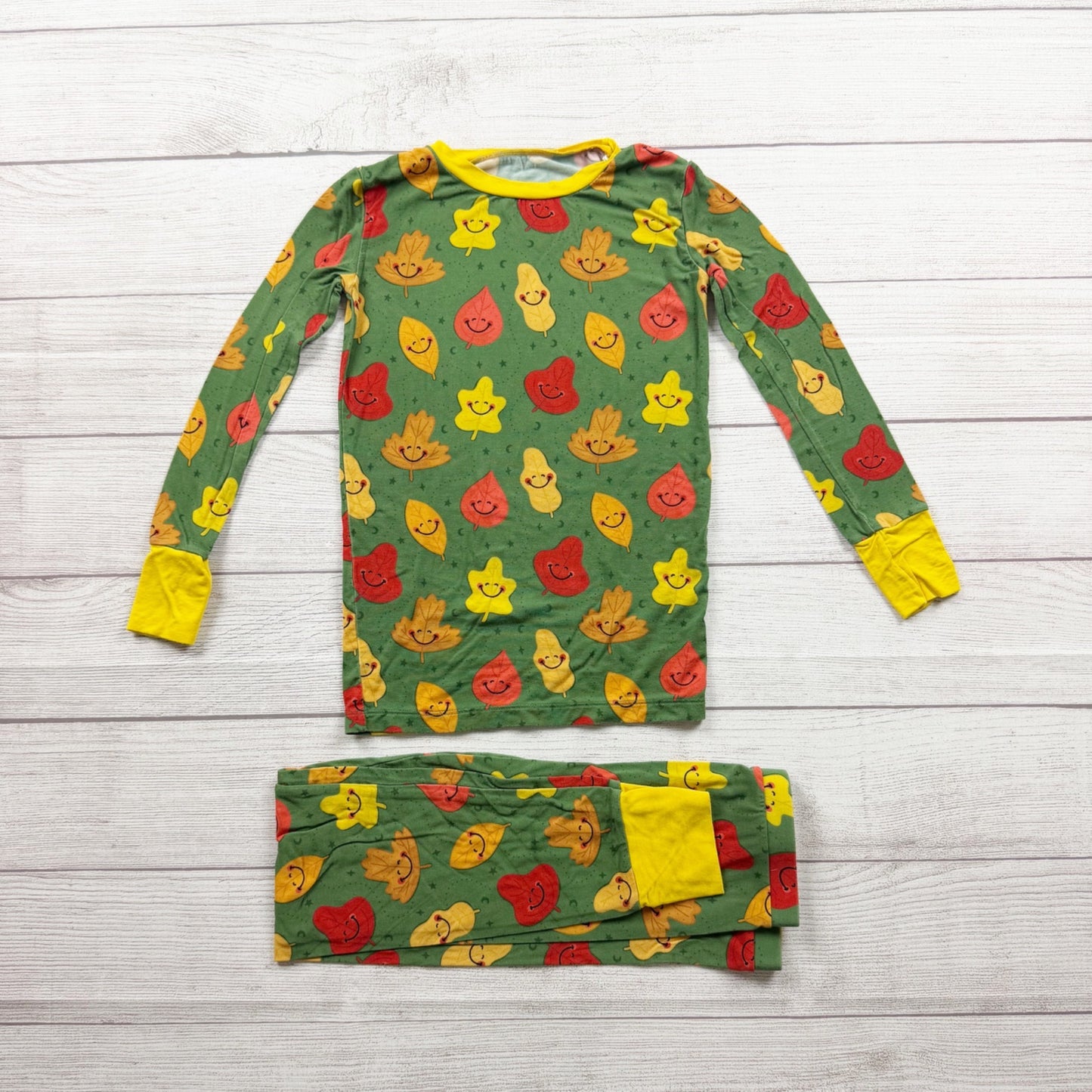 Kiki + Lulu Kids Fall Leaves Pajama Set Viscose Bamboo Blend 7-8