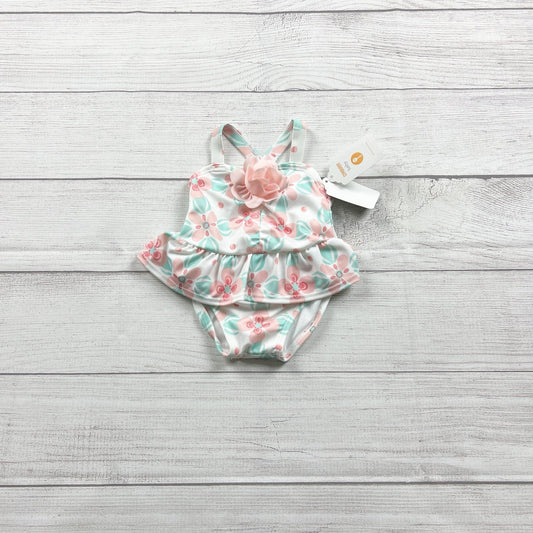 Gymboree Baby Girl One Piece Swimsuit Floral Skirted UPF 50 NWT 0-3 Months