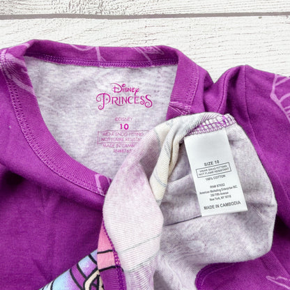 Disney Princess Girls Pajama Set Purple 2-Piece Long Sleeve NWT 10