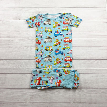 Kiki + Lulu Kids Food Truck Pajama Set Soft Bamboo Viscose Snug Fit 7-8