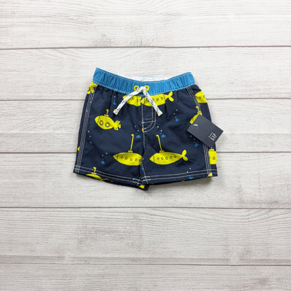 Baby Gap Yellow Submarine Print UV Protection Swim Trunks Navy NWT 6-12 Months