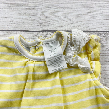 Laura Ashley Baby Romper Stripe Top Floral Shorts One Piece Outfit 6-9 Months