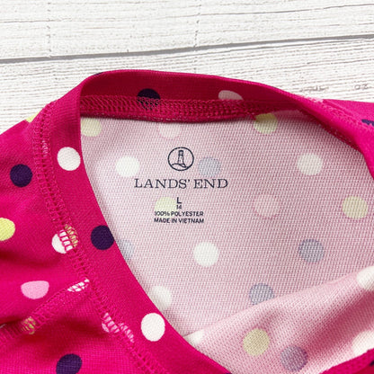 Lands End Girls Polka Dot Base Layers Lounge Leggings Set Pink 14