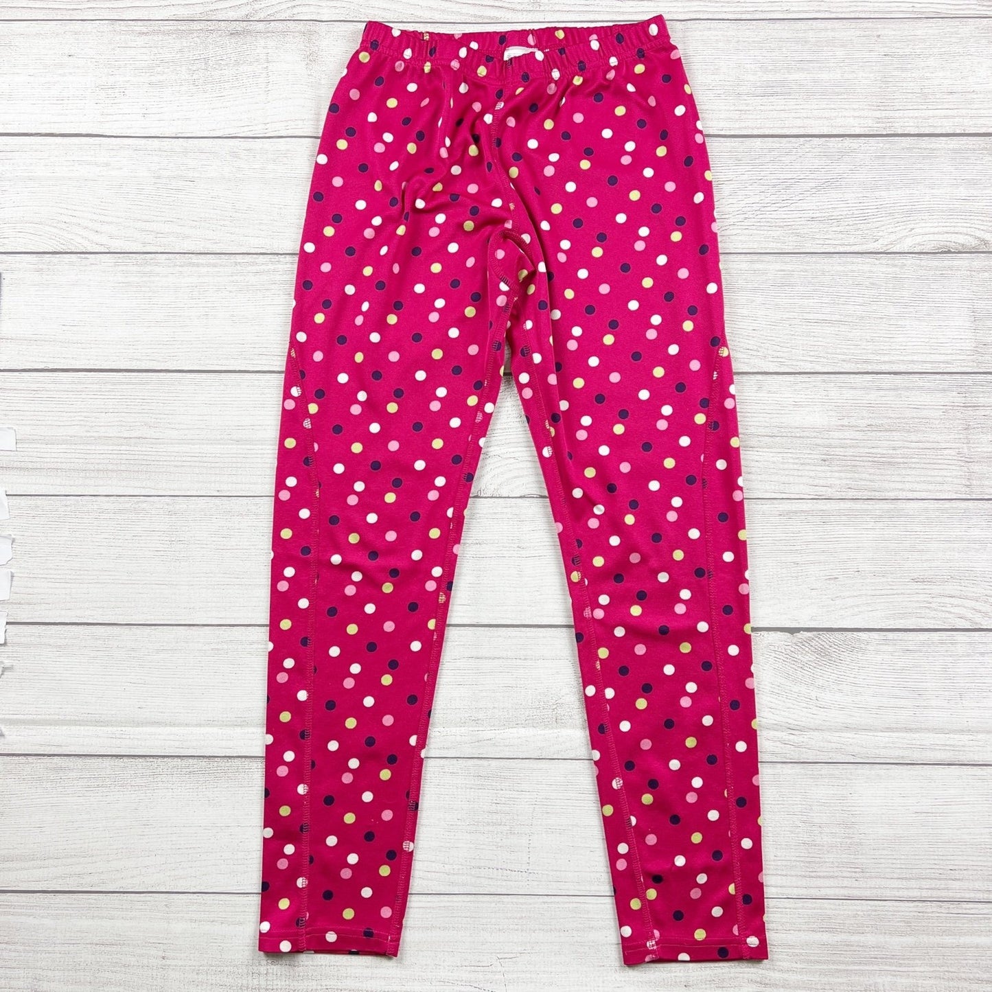 Lands End Girls Polka Dot Base Layers Lounge Leggings Set Pink 14