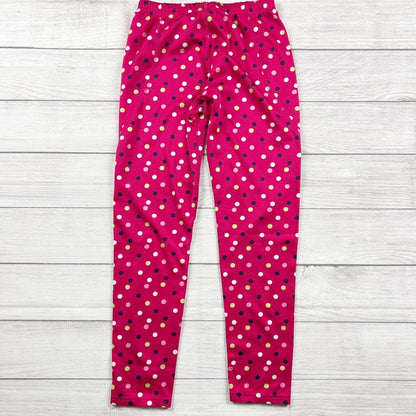 Lands End Girls Polka Dot Base Layers Lounge Leggings Set Pink 14