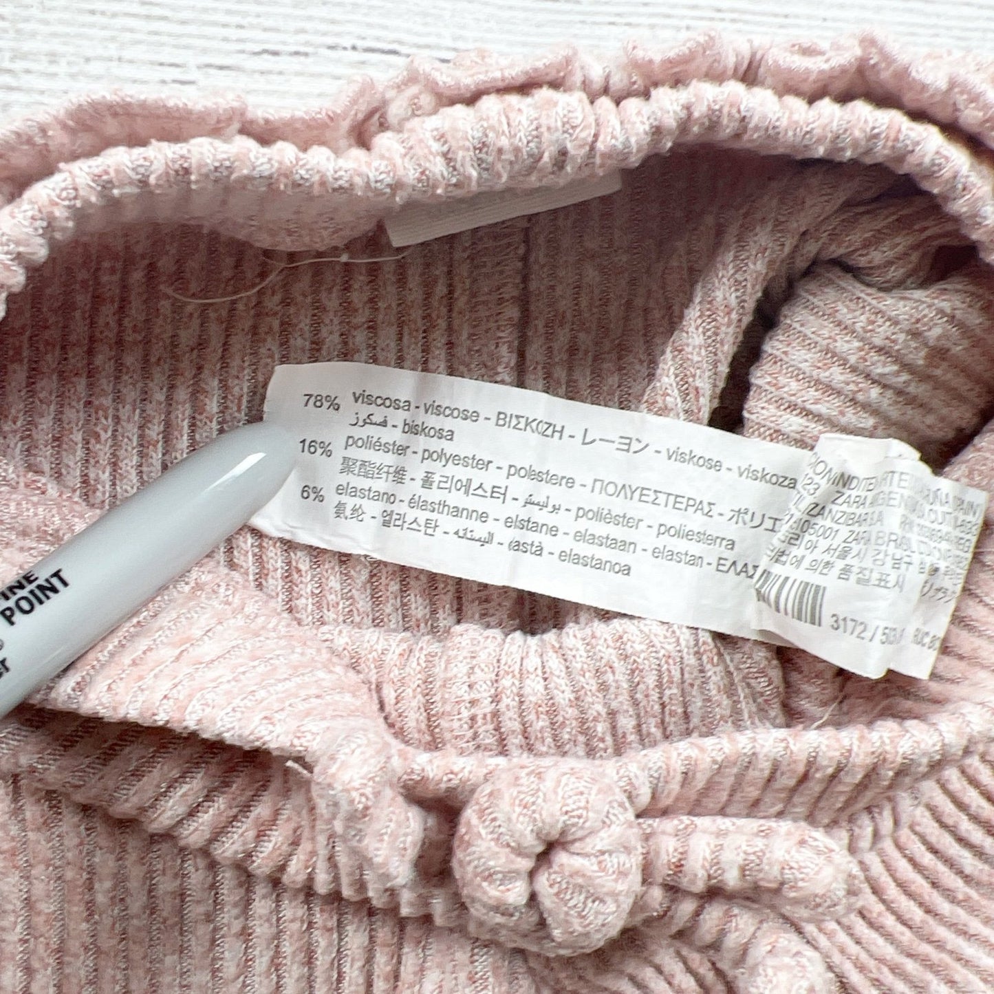 Zara Baby Girls Ribbed Pink Knit Pants Bow 12-18 Months