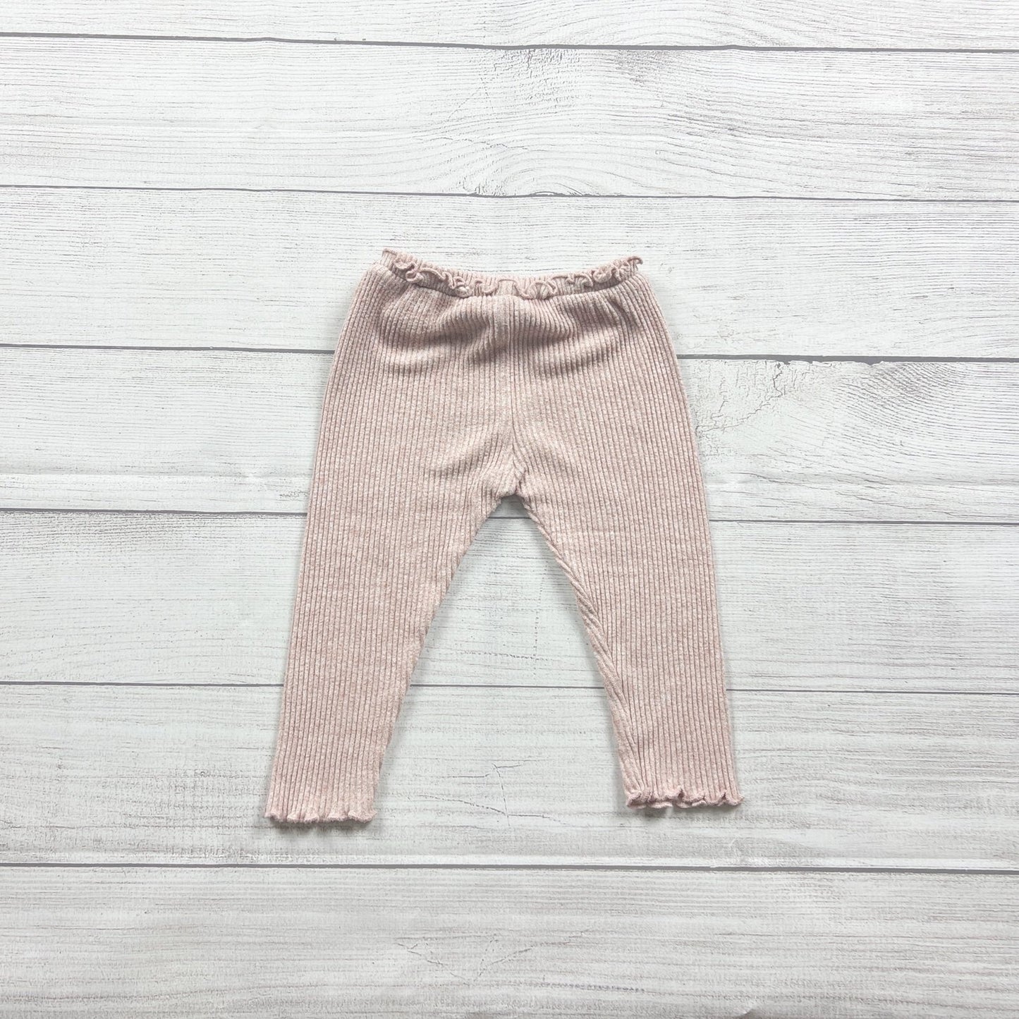 Zara Baby Girls Ribbed Pink Knit Pants Bow 12-18 Months