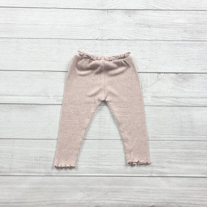 Zara Baby Girls Ribbed Pink Knit Pants Bow 12-18 Months
