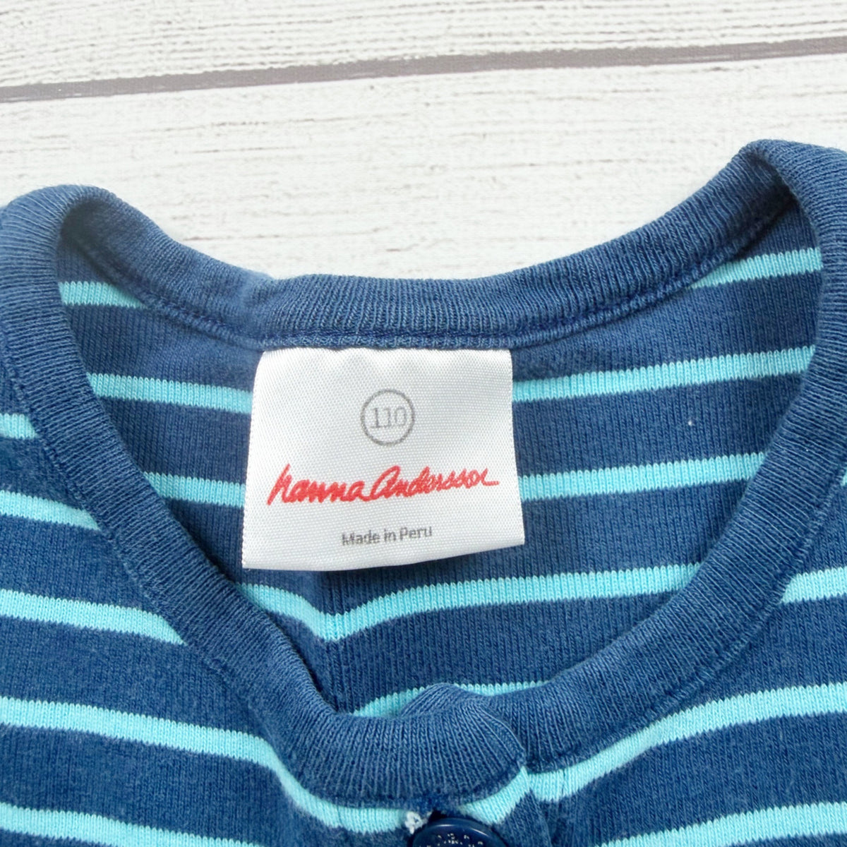 Hanna Andersson Girls Blue Striped Long Sleeve Button Front Dress 110 US 5