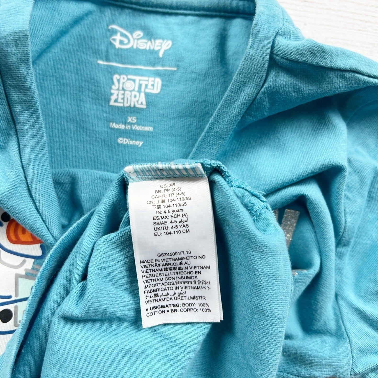 Disney Frozen Olaf Girls Long Sleeve Shirt Teal “Snow It All” Graphic Tee XS 4-5