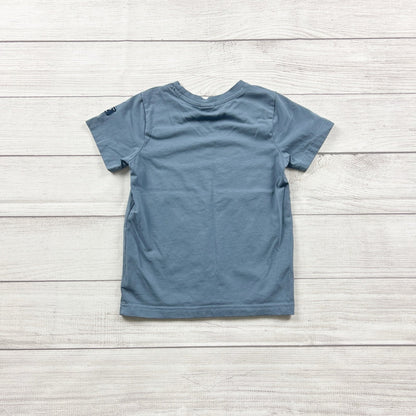 Polarn O. Pyret Kids T-Shirt Blue Scooter Graphic Organic Cotton Tee 4-5