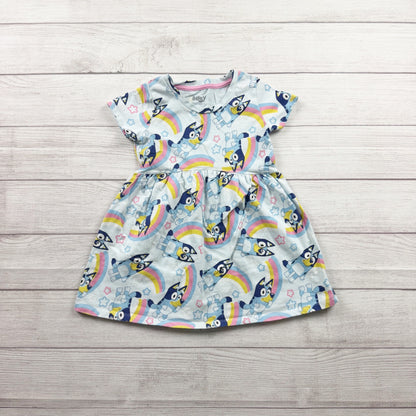 Bluey Toddler Girl Character Dress Rainbow Print Short Sleeve 5T