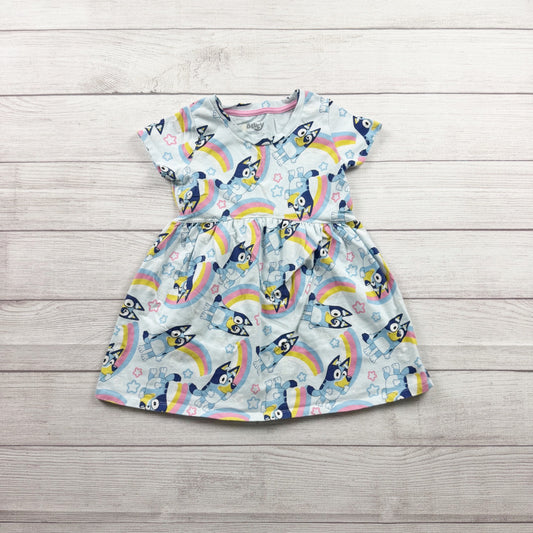 Bluey Toddler Girl Character Dress Rainbow Print Short Sleeve 5T