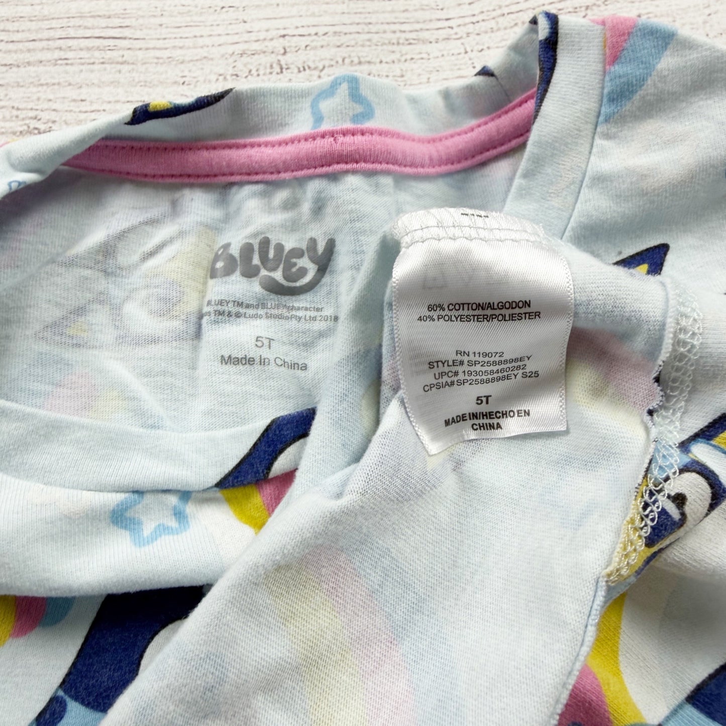 Bluey Toddler Girl Character Dress Rainbow Print Short Sleeve 5T