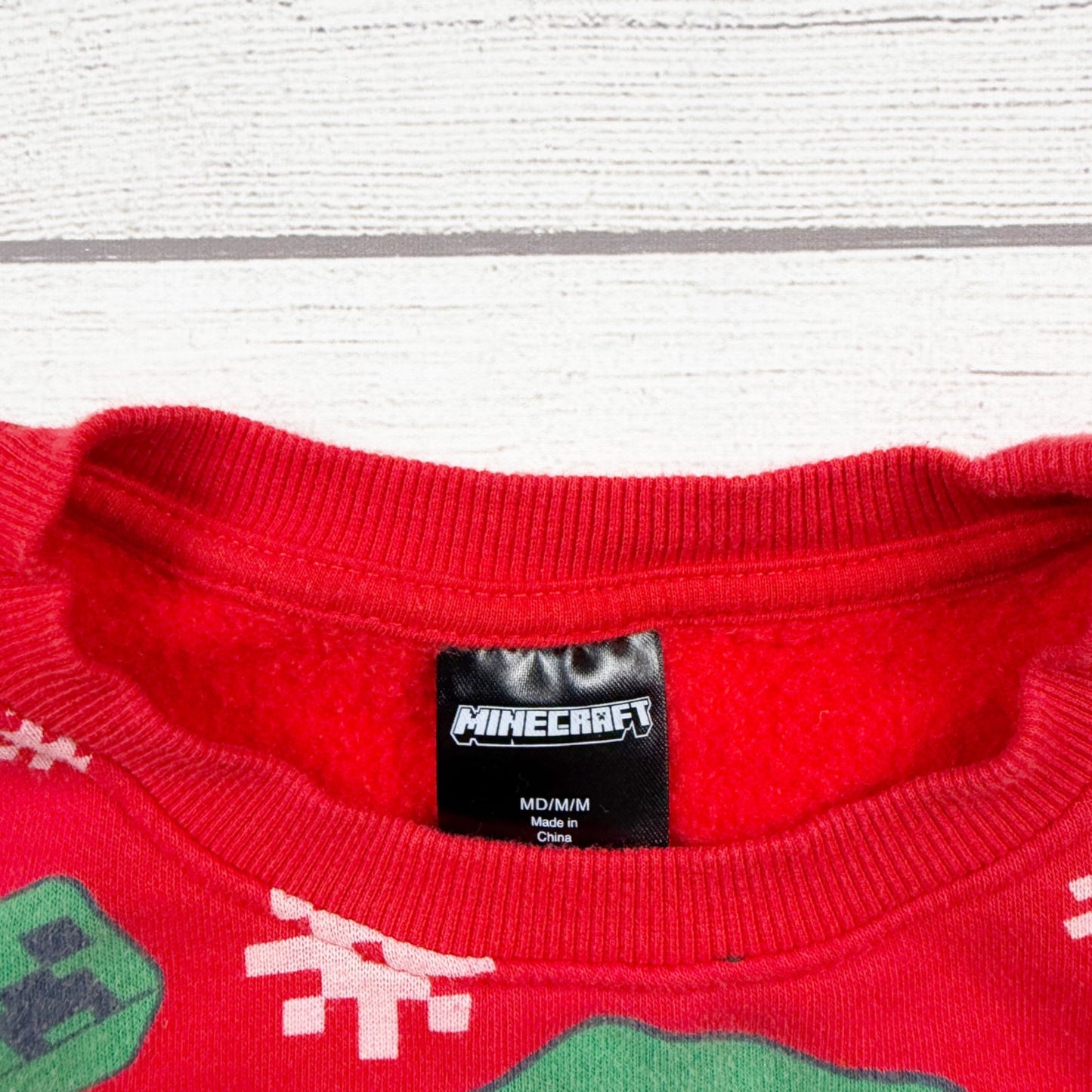 Minecraft Boys Holiday Sweatshirt Fleece Lined Creeper Ornament Print M