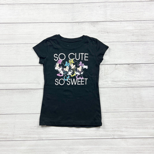 Disney Minnie Mouse Girls T-Shirt “So Cute So Sweet” Graphic Tee XS 4-5