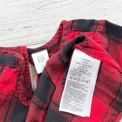 Baby Gap Plaid Peplum Top Girl Buffalo Check Long Sleeve Ruffle Shirt 2T