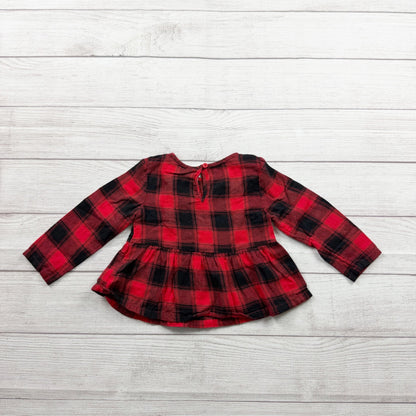 Baby Gap Plaid Peplum Top Girl Buffalo Check Long Sleeve Ruffle Shirt 2T