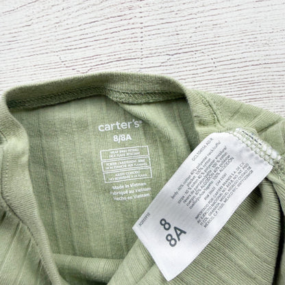 Carter's Boys 2 Piece Henley Rib Knit Pajama Set Green Long Sleeve Top Bottom 8