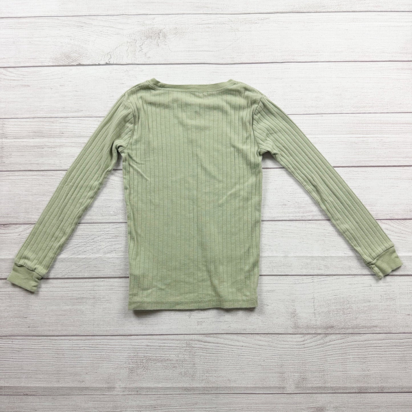 Carter's Boys 2 Piece Henley Rib Knit Pajama Set Green Long Sleeve Top Bottom 8
