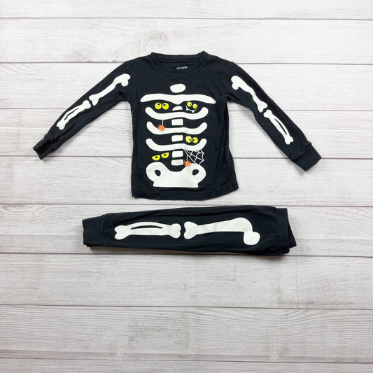 Carter's Toddler Halloween Skeleton Pajama Set Glow In The Dark 2T