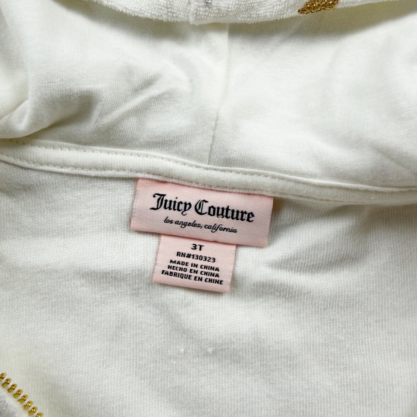 Juicy Couture Toddler Girl Terry Romper Hoodie Star Print Zip Up NWT 3T