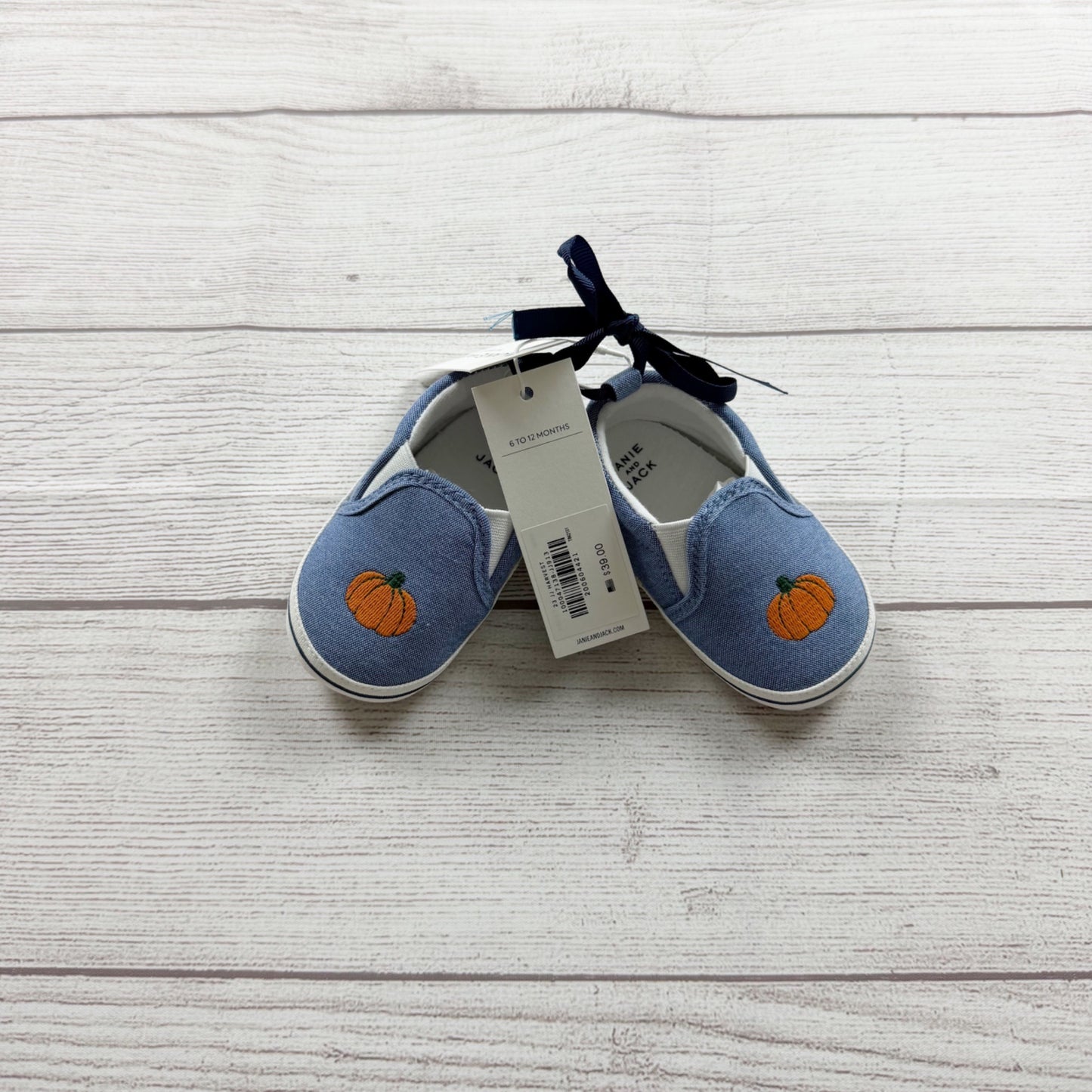 Janie And Jack Baby Pumpkin Denim Slip On Shoes NWT 6-12 Months
