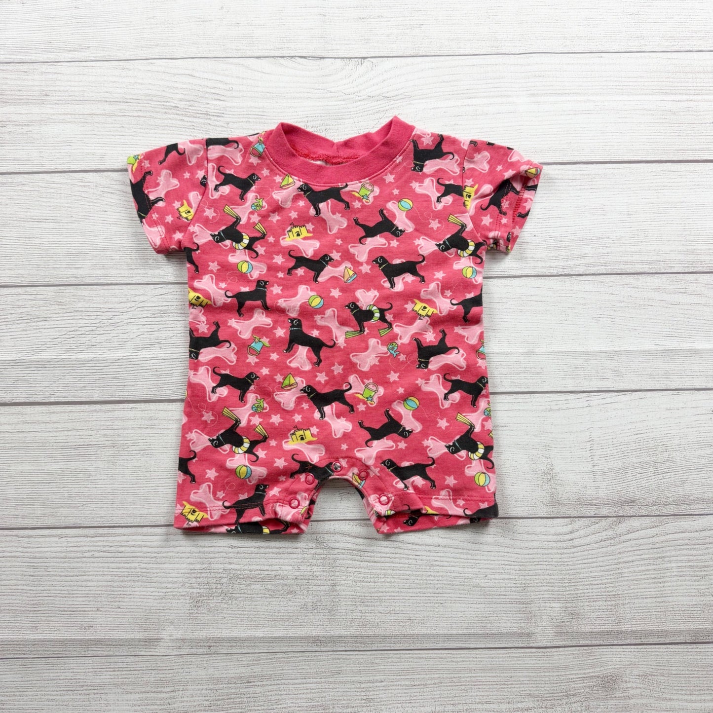 The Black Dog Kids Baby Romper Logo Print Short Sleeve One Piece 0-6 Months