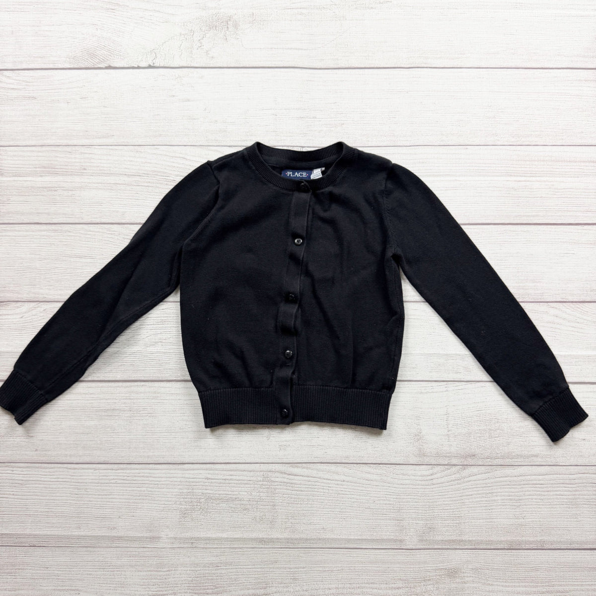The Children's Place Girls Black Button Up Cardigan Knit Sweater 7-8