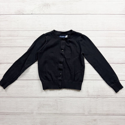 The Children's Place Girls Black Button Up Cardigan Knit Sweater 7-8