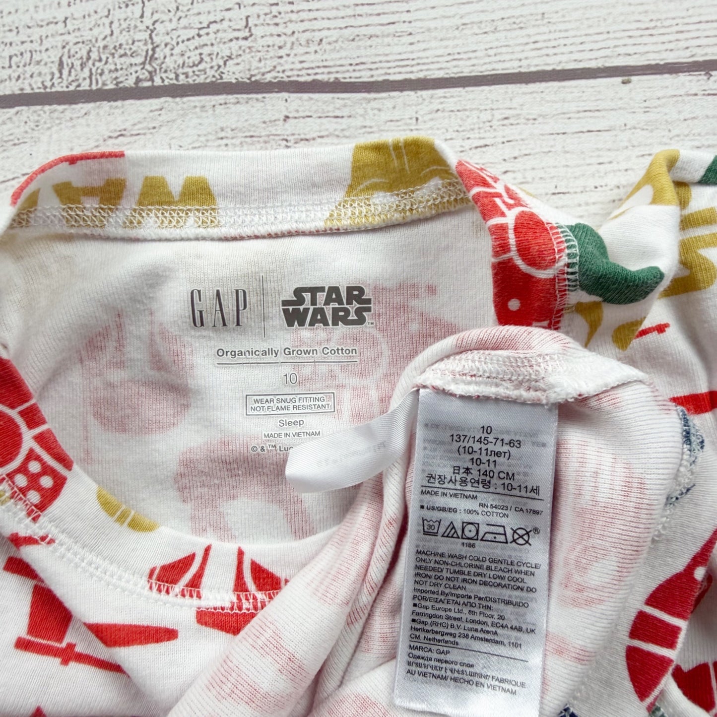 Gap Kids Star Wars Organic Cotton Pajama Set Multicolor Sleepwear 10