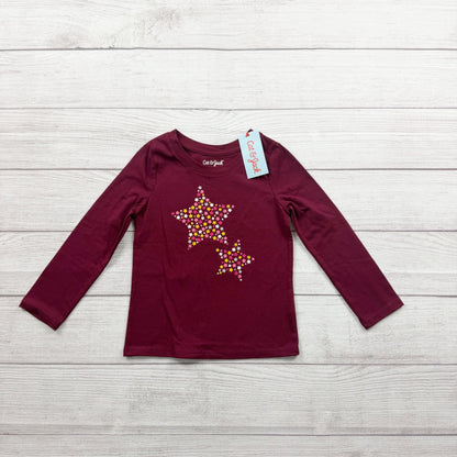 Cat & Jack Toddler Girls Burgundy Star Graphic Long Sleeve Shirt NWT 3T