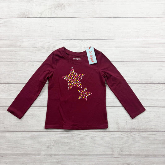 Cat & Jack Toddler Girls Burgundy Star Graphic Long Sleeve Shirt NWT 3T
