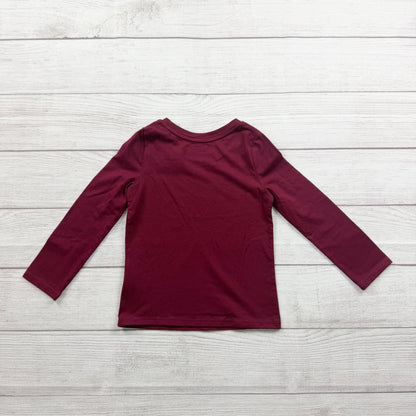 Cat & Jack Toddler Girls Burgundy Star Graphic Long Sleeve Shirt NWT 3T