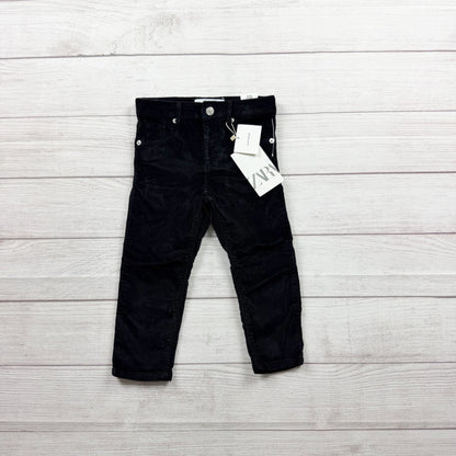Zara Kids Black Corduroy Slim Fit Pants NWT 2-3