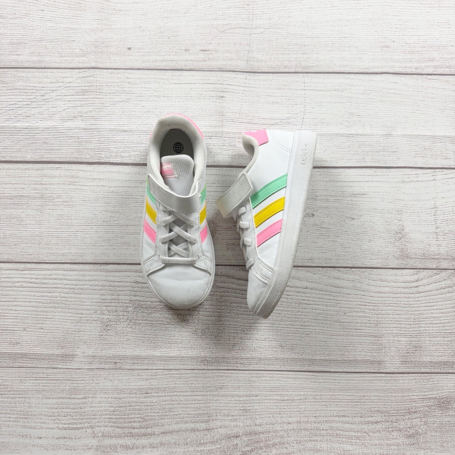 Adidas Kids Grand Court Sneakers White Multicolor Stripes 12