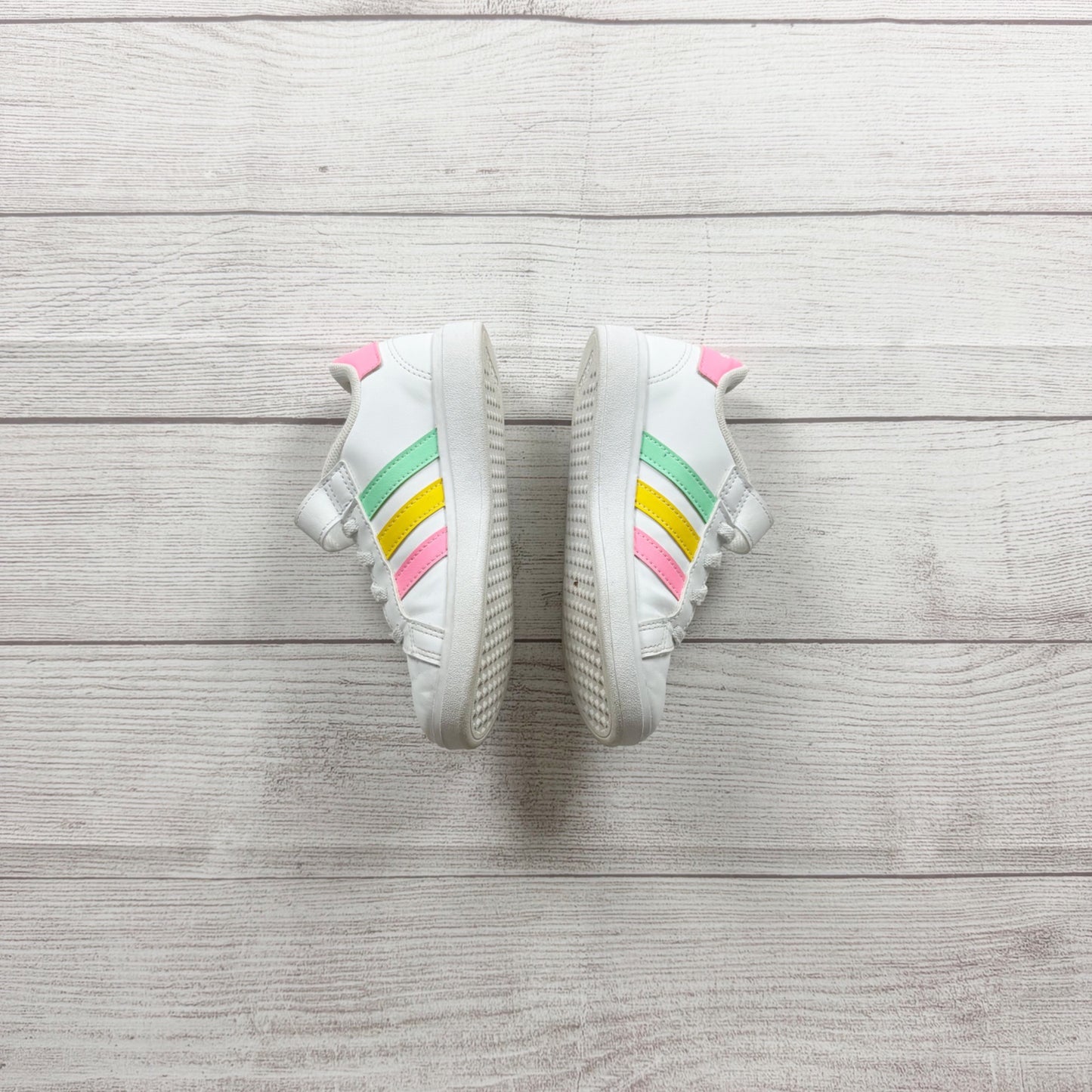 Adidas Kids Grand Court Sneakers White Multicolor Stripes 12