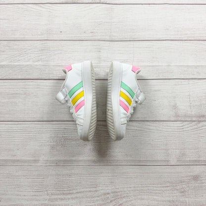 Adidas Kids Grand Court Sneakers White Multicolor Stripes 12