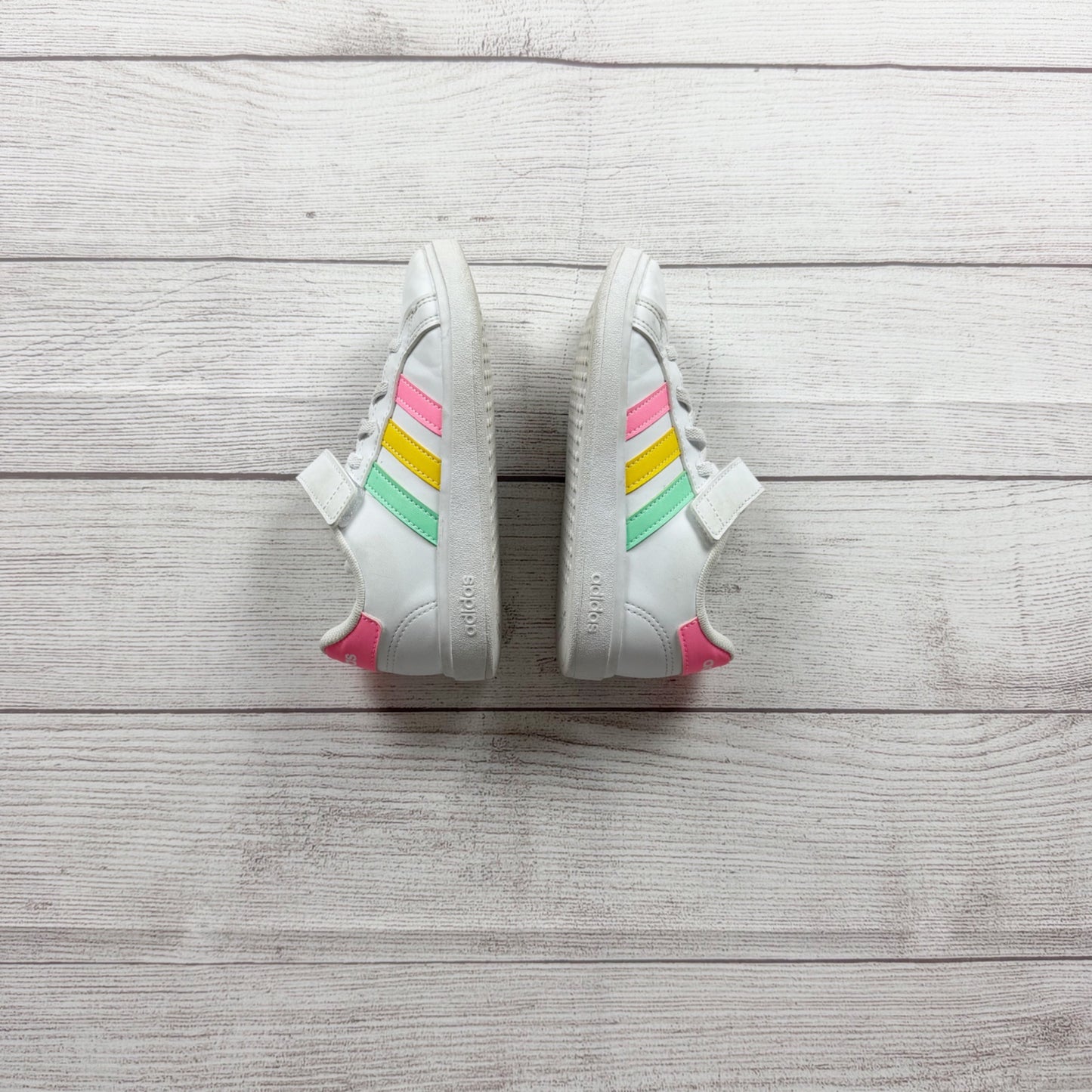 Adidas Kids Grand Court Sneakers White Multicolor Stripes 12