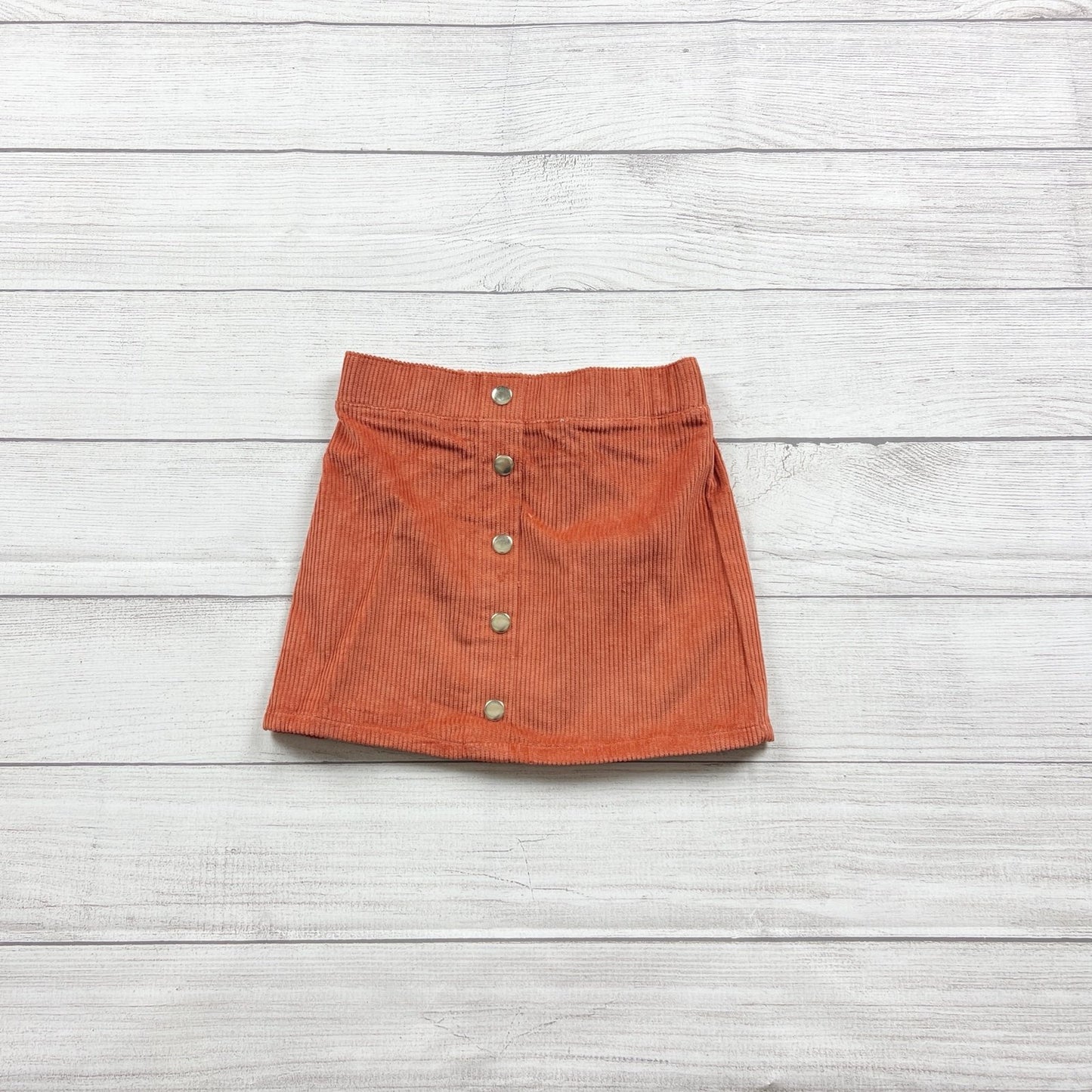 Cynthia Rowley Girls Orange Corduroy Snap Front Skirt Elastic Waist NWT 5-6
