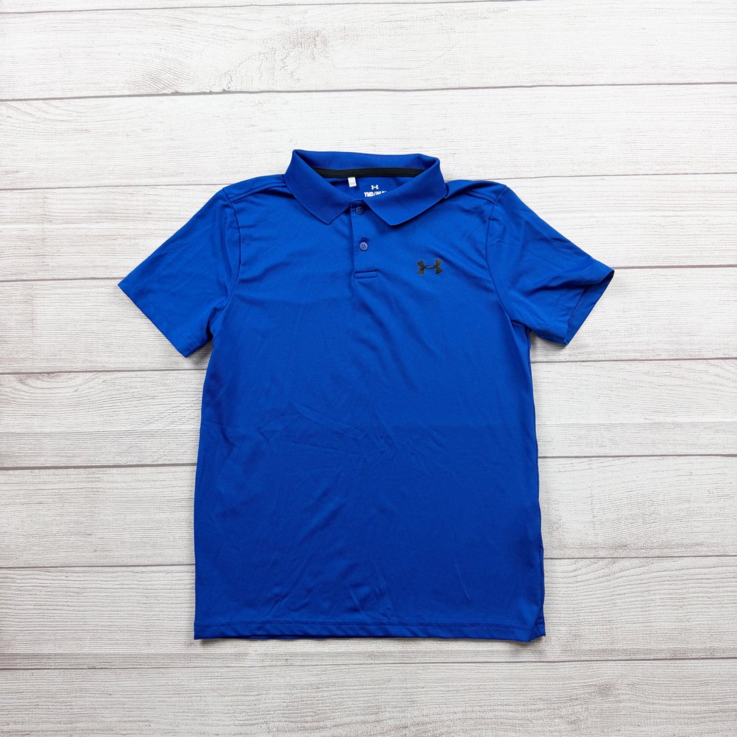 Under Armour Youth Polo Shirt Boys Blue Performance Short Sleeve Lightweight M