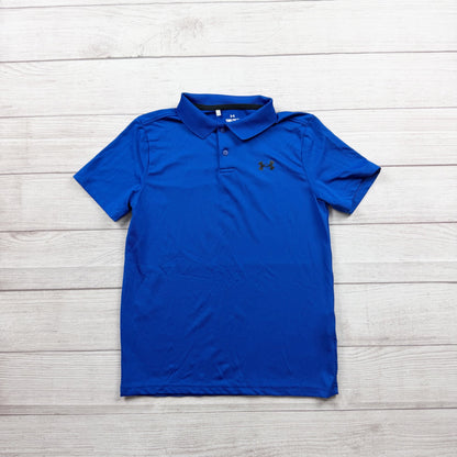 Under Armour Youth Polo Shirt Boys Blue Performance Short Sleeve Lightweight M